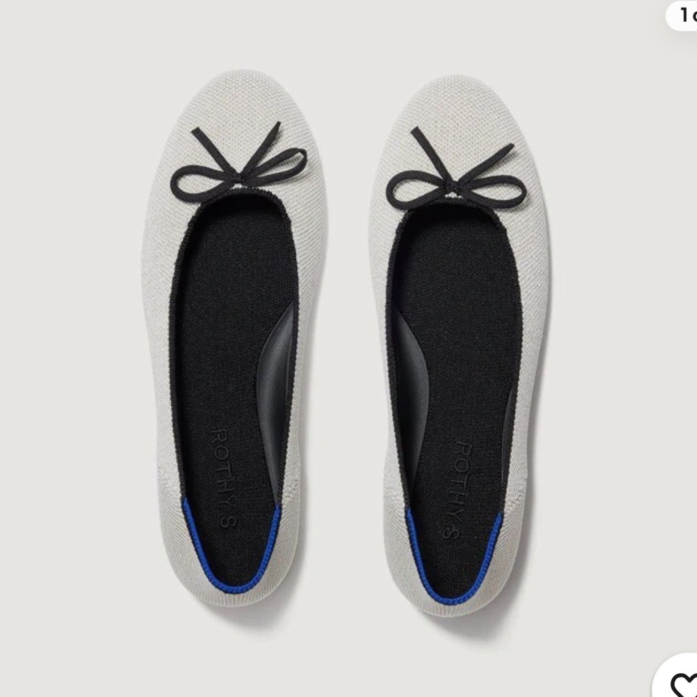 Rothy's Ballet Flats in Metallic Silver with Black Accents